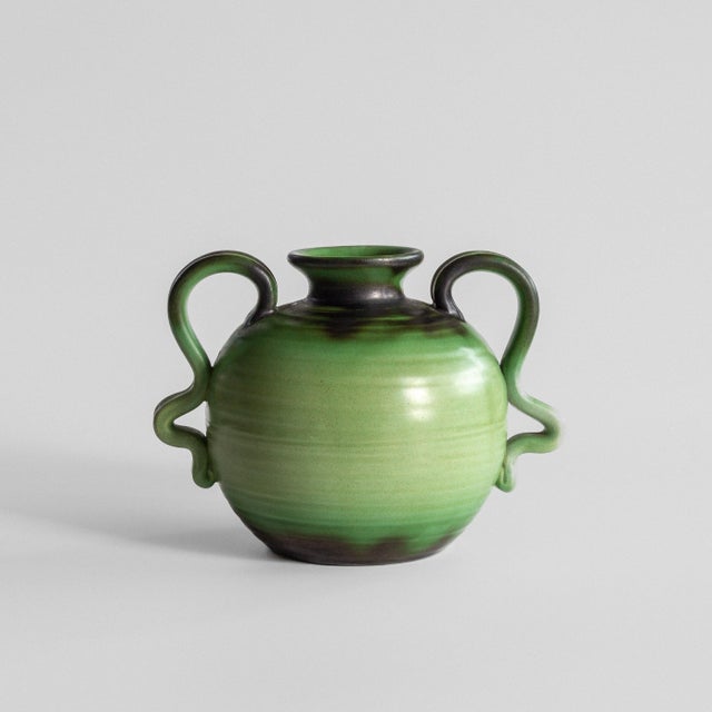 Scandinavian Modern Spherical Ceramic Handle Vase by Eva Jancke-Björk for Bo Fajans, Sweden, 1930s For Sale - Image 6 of 6