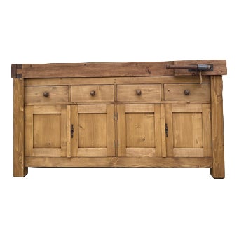 Antique Workbench Counter in Wood For Sale