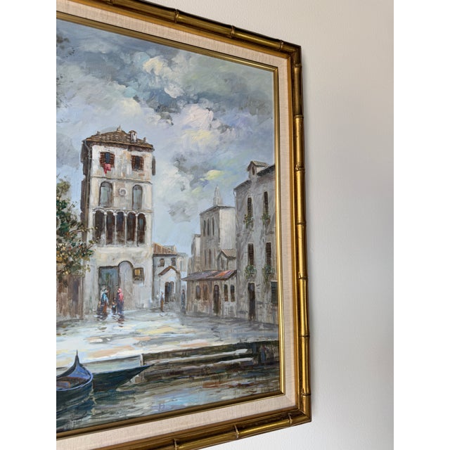 R. Pissarro European Canal Scene Oil on Canvas Painting - Framed For Sale - Image 11 of 13