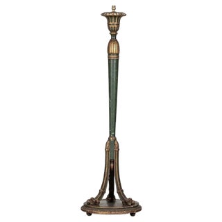 19th Century French Gilt & Green Painted Floor Lamp, 1880s For Sale