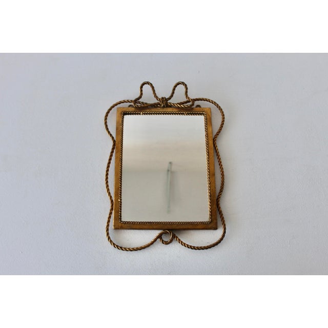 Vintage Italian Style Regency Gilt Twisted Rope and Tassel Wall Mirror For Sale - Image 9 of 14