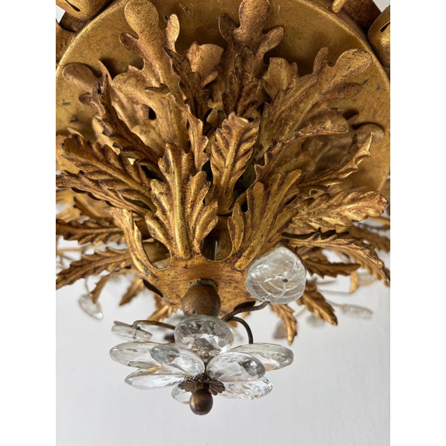 Maison Baguès Flush Mount Maison Baguès Crystal Flowers Leaves Chandelier 15 Lights Signed For Sale - Image 4 of 11