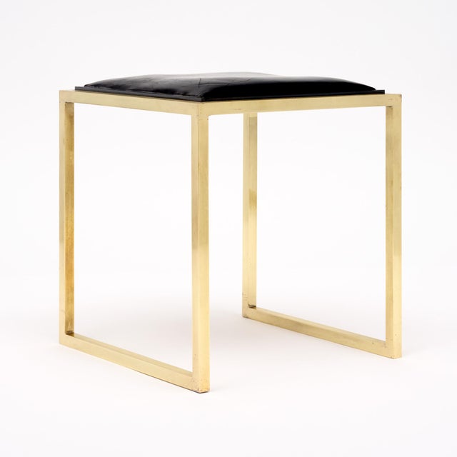 Modernist, French Vintage Stools, Brass and Leather For Sale In Austin - Image 6 of 9