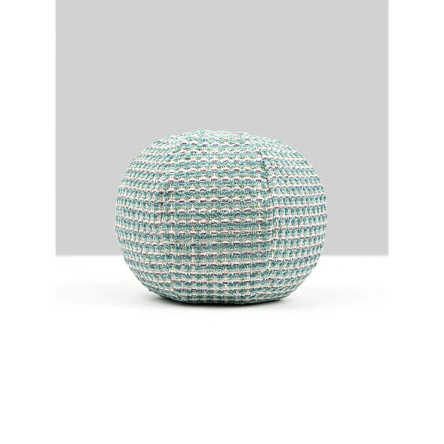 Contemporary The House Of Scalamandré Heatherton Circle Pillow In Aquamarine For Sale - Image 3 of 3