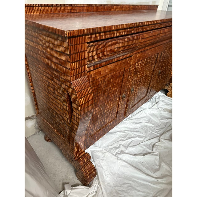 Large Antique Empire Buffet Hand Painted Quill Finish For Sale - Image 11 of 12