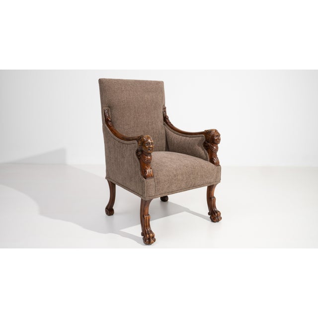Empire Carved Upholstered Armchair, Neoclassical Style, France, Circa 1820 For Sale - Image 14 of 17