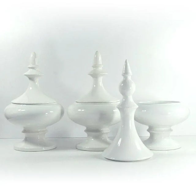 Large French Ceramic Covered Jars, Set of 3 For Sale - Image 3 of 9