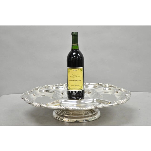 Vintage Victorian Silver Plated Lazy Susan Revolving Serving Platter Party Tray on Raised Pedestal Spinning Base. Circa...