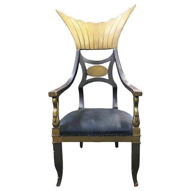 Original Egyptian throne chair used in the classic 1934 Claudette Colbert Film Cleopatra, from Paramount Studios. The...