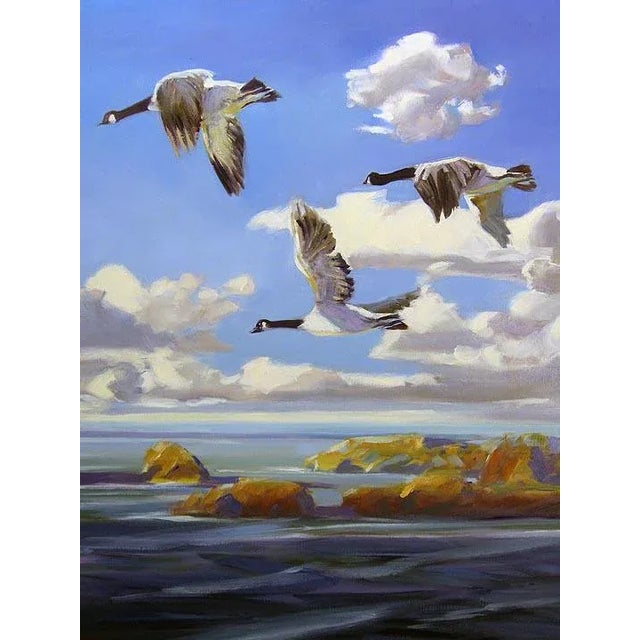 "Fresh Air Flight - Southbound" framed original oil painting on canvas by Edward Walker. Hand signed by the artist. Framed...