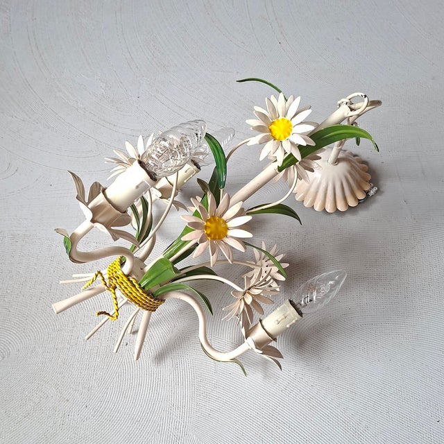 French Toleware Floral Chandelier, 1970s For Sale - Image 6 of 7