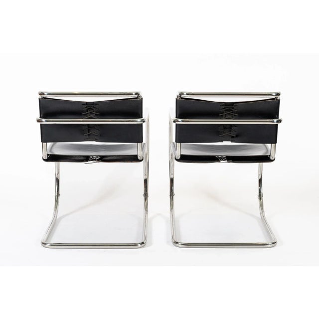 1970s Mr 20 Bauhaus Black Leather Arm Chairs by Mies Van Der Rohe for Knoll, 1979 For Sale - Image 5 of 13