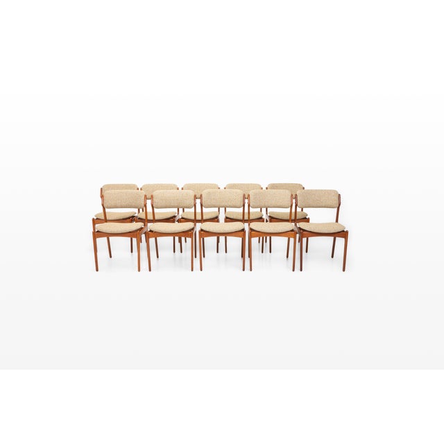 Set of ten 'model 49' dining chairs designed by erik buch for odense maskinnedkeri, denmark 1960s. The chairs have a teak...