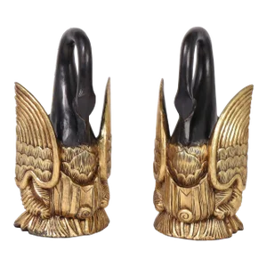 Antique Chinese Carved Wood and Parcel Gilt Swans