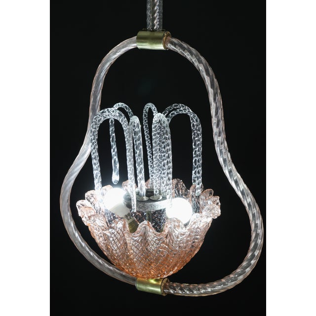 1950s Charming Pink and Trasparent Murano Glass Chandelier by Barovier E Toso For Sale - Image 13 of 16