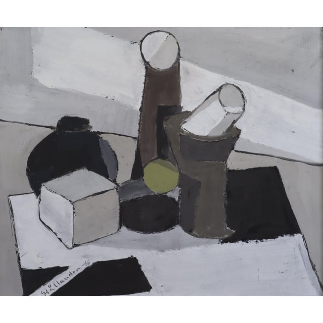 Black 1966 Mid-Century Modern "The Green Ball" Vintage Still Life Oil Painting by Swedish Artist Gunnar Hållander (1915-1980), Framed For Sale - Image 8 of 13
