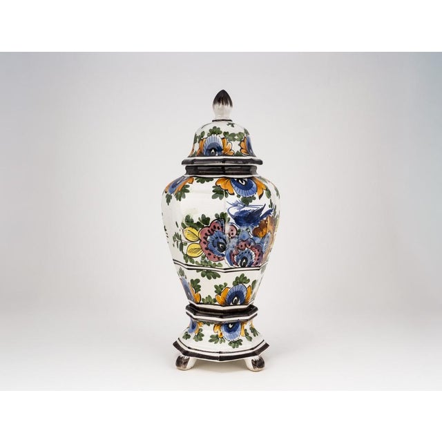 Vintage Polychrome Garniture Set by Oud Delft, 1940s, Set of 3 For Sale - Image 15 of 18