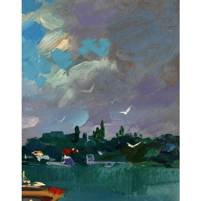 Oil Painting Old Wooden Pier Leading Into the Sea Yuriy Suprunchuk For Sale - Image 4 of 9