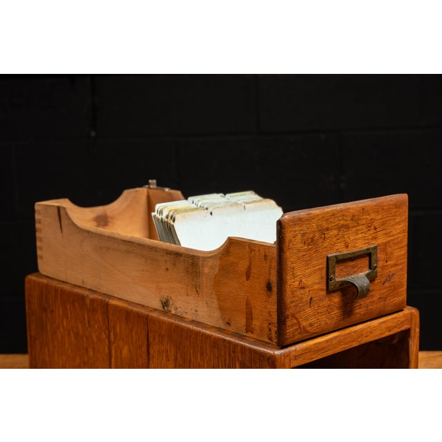 Vintage Oak Desktop Card Catalog For Sale - Image 4 of 7