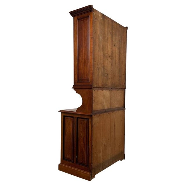 20th Century Edwardian English Walnut Bookcase with Bevelled Mirror, 1890s For Sale - Image 11 of 13
