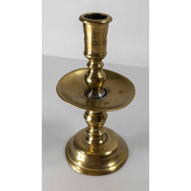 English 17th or 18th Century European Dutch Heemskirk Mid-Drip Brass Candlestick For Sale - Image 3 of 13
