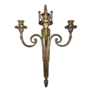 1980s Neoclassical Style Dore' Bronze Candelabra Sconce, Attrib Vaughan