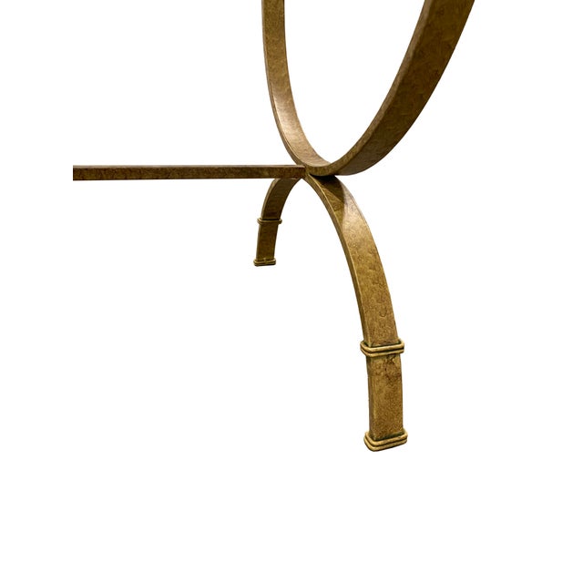 Gold Mid 20th Century Pair of Neoclassical Style Metal Indoor/Outdoor Side Tables For Sale - Image 8 of 9