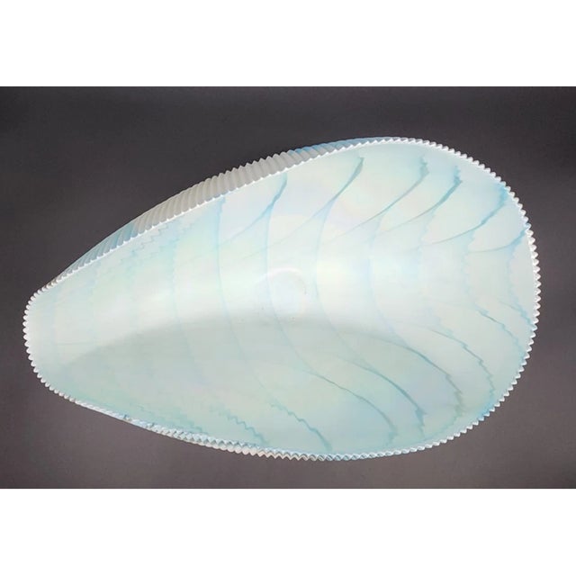 Aqua Vintage Murano Style Art Glass Shell Shape Tranquility Bowl For Sale - Image 8 of 9