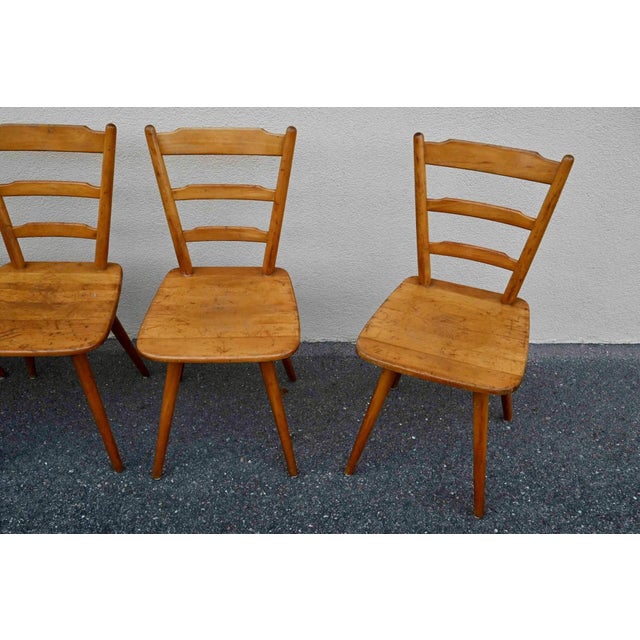 Wood Scandinavian Style Bistro Chairs in Beech Wood from Bombenstabil, 1950s, Set of 6 For Sale - Image 7 of 15