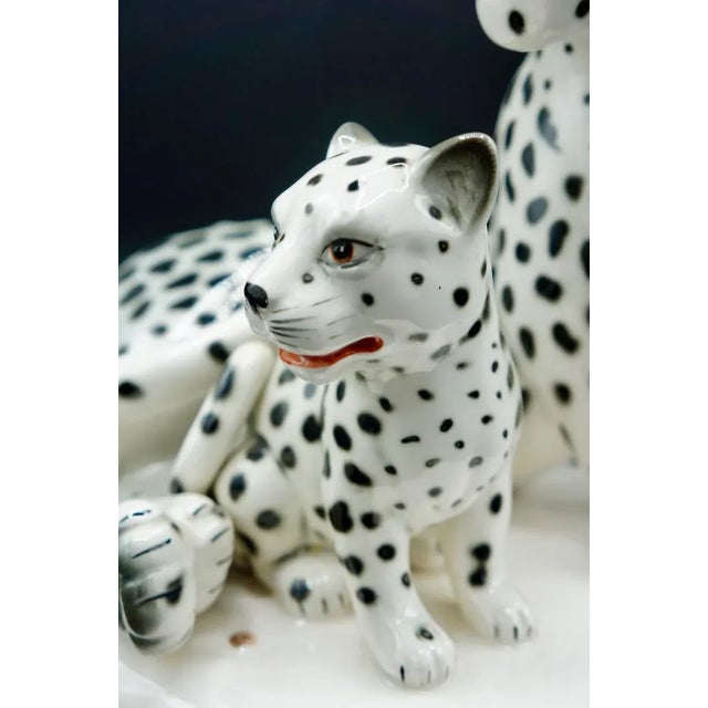 Hollywood Regency Italian Hand-Painted Snow Leopards For Sale - Image 3 of 11