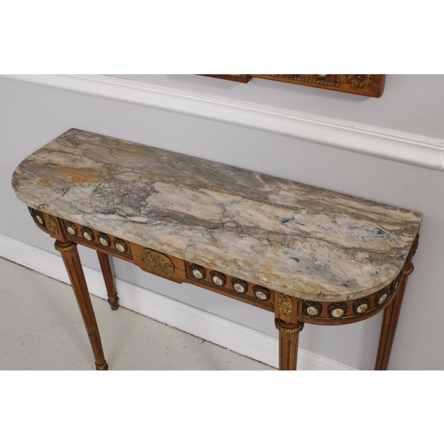 French Louis XVI Style Console & Mirror W. Sevres Plaques For Sale In Philadelphia - Image 6 of 18
