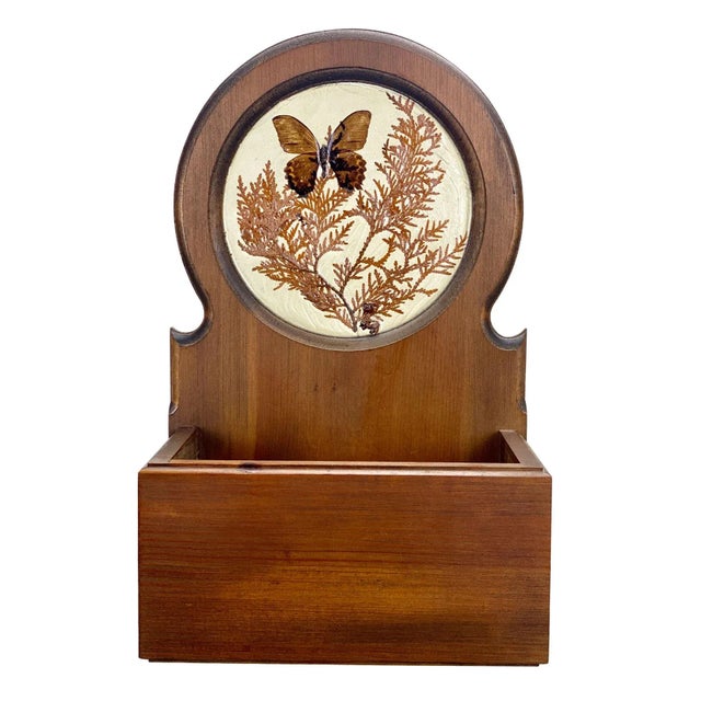 Vintage Boho Farmhouse Pine Butterfly Motif Wall Hanging Planter Box For Sale - Image 11 of 11