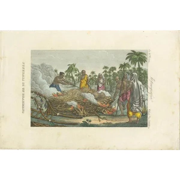 The image is a detailed print titled "Funeral di un Brahamano," which is Italian and translates to "Funeral of a Brahmin."...