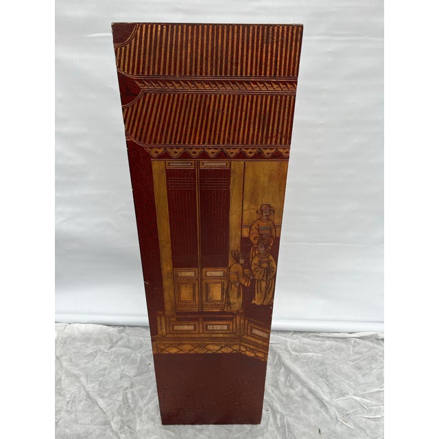 Chinoiserie Antique Chinese Coromandel Style Pedestal For Sale - Image 3 of 12