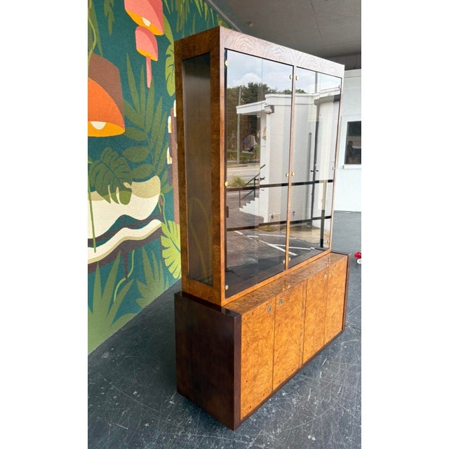 Late 20th Century Mid Century Century Burl China Cabinet For Sale - Image 5 of 15