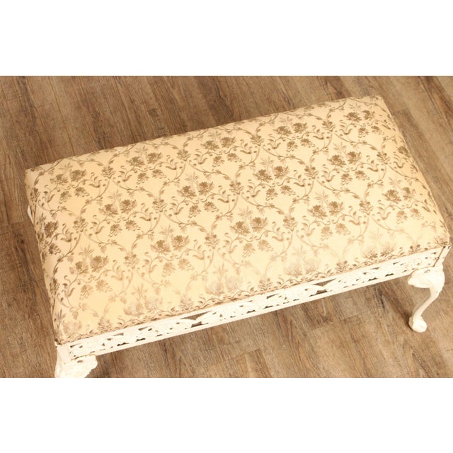 Beige Early 20th Century English Style Painted and Upholstered Cast Iron Bench For Sale - Image 8 of 13