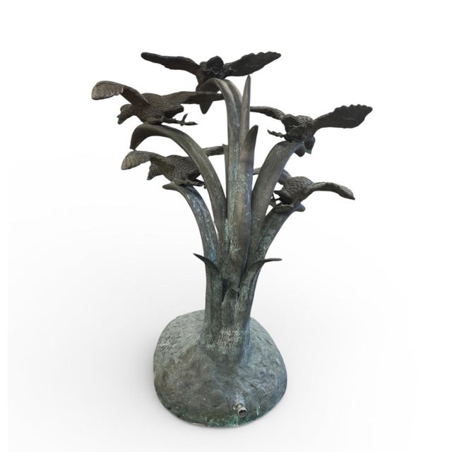 1990s Vintage Verdigris Bronze "Birds in Flight" Garden Fountain For Sale - Image 5 of 9