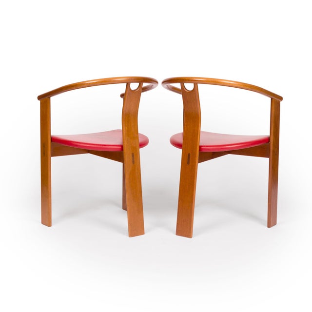 Wood Landerholm & Lund Danish Mid Century Tripod Dining Chairs in Teak Set of Six 1960s For Sale - Image 7 of 10