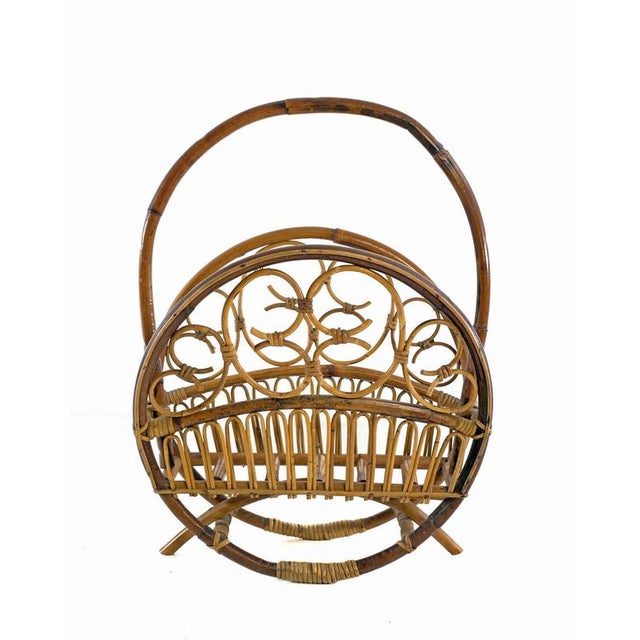 1960s Vintage Italian Boho Bamboo Magazine Rack by Franco Albini, 1960s For Sale - Image 5 of 8