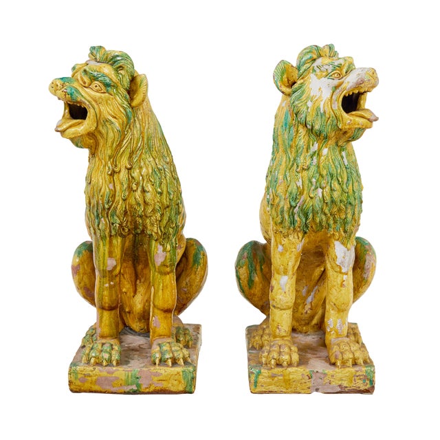 Large Mid 20th Century Indonesian Salt Glazed Decorative Dogs, 1950, Set of 2 For Sale - Image 10 of 11