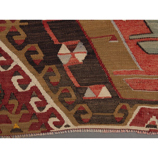 1970s Vintage Handmade Wool Cotton Red Runner Rug For Sale - Image 11 of 11