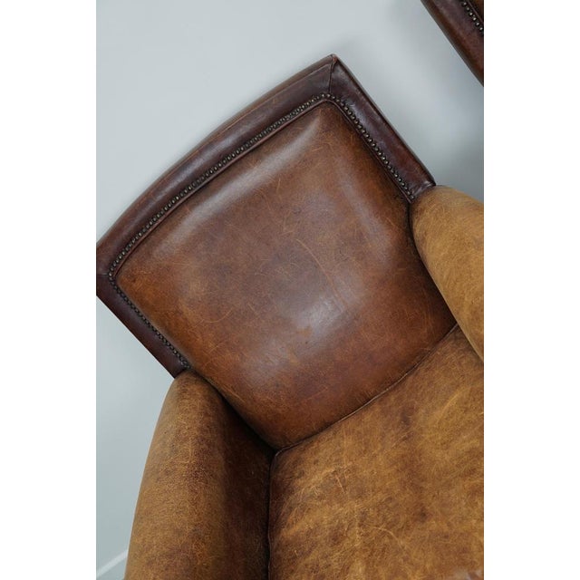 Vintage Dutch Cognac Leather Club Chairs, Set of 2 For Sale - Image 11 of 18