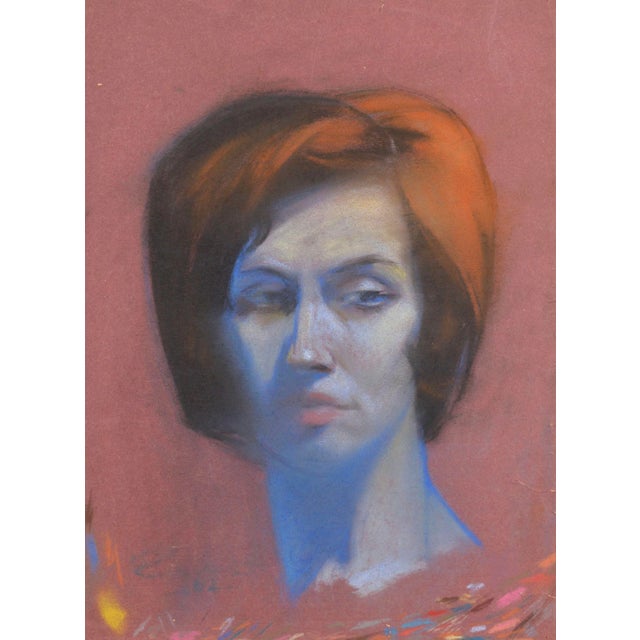 Albert Goltjakov, Portrait of a Woman, 1962, Pastel on Paper For Sale - Image 4 of 4