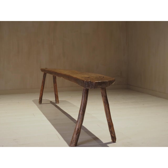 Vintage Rustic Wooden Bench, 1920s For Sale - Image 4 of 9