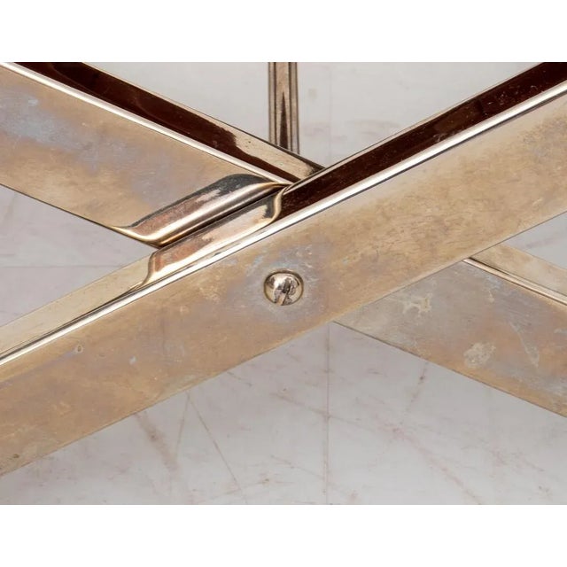 Brown Pair of Charles Hollis Jones Style Chrome Folding Stools For Sale - Image 8 of 9