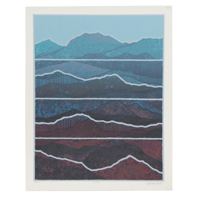 David Bird (American, 1921-2014), "Rockies", 20th Century. Serigraph on paper, custom grey-distressed frame. Signed,...