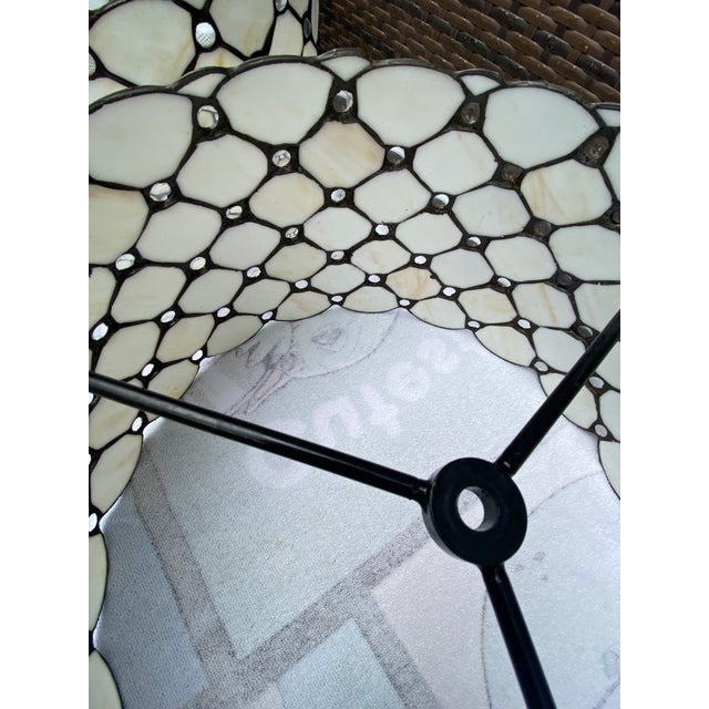 Mission Stunning Pair of Heavyweight 16-Inch Mission-Style Stained Glass Shades For Sale - Image 3 of 6
