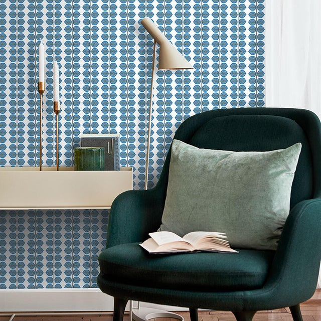 Mid-Century Modern SAMPLE - Boråstapeter Berså Wallpaper In Blue For Sale - Image 3 of 3