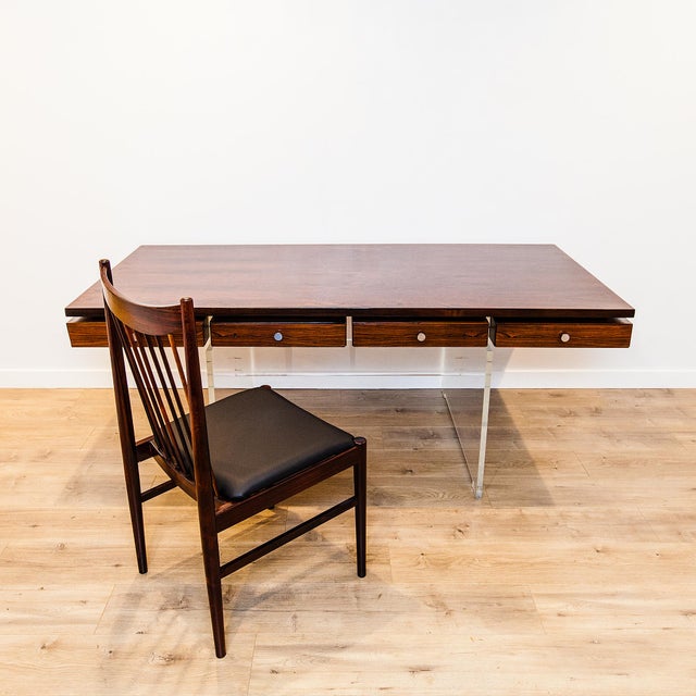 1960s Danish Modern Rosewood & Lucite Executive Desk Attributed to Poul Norreklit for Sigurd Hansen For Sale - Image 17 of 18