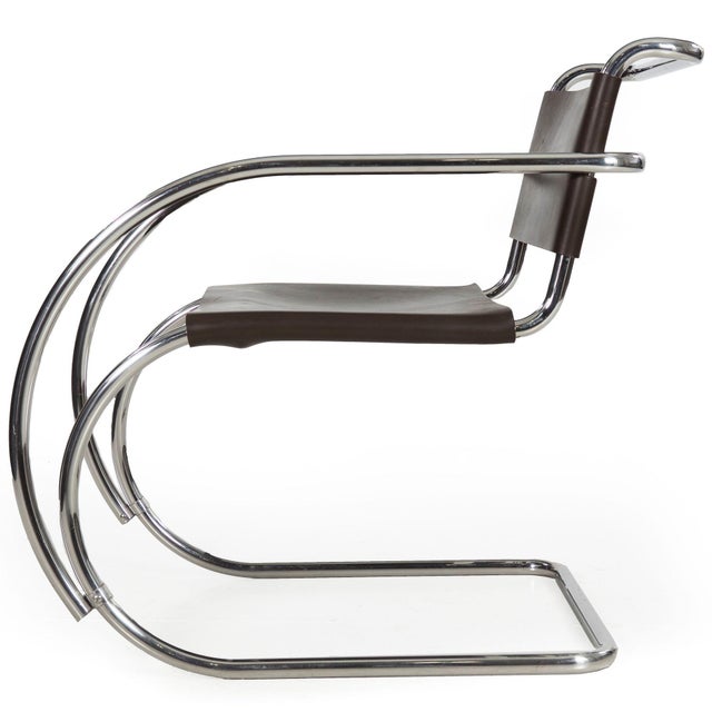 Pair of Vintage 1970s Mies Van Der Rohe Mr20 Leather and Chrome Armchairs For Sale - Image 4 of 18